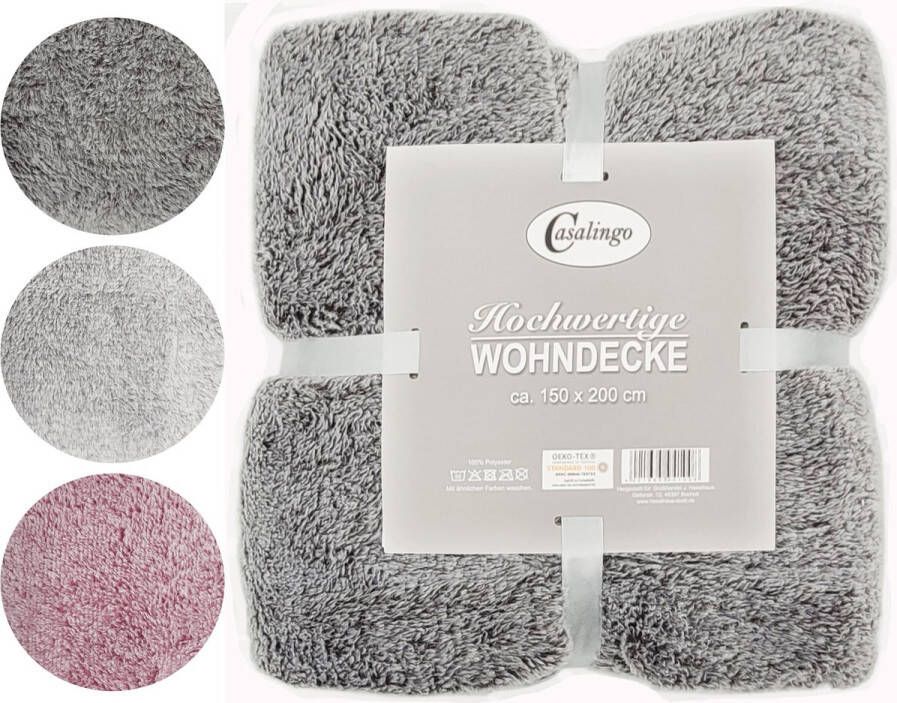 Casalingo Super Zachte Grote Fleece Deken 150 x 200 cm in 3 Kleuren Mooie warme Deken voor op de Bank Bed of Woonkamer Decoratie 150 x 200 cm Donker Grijs