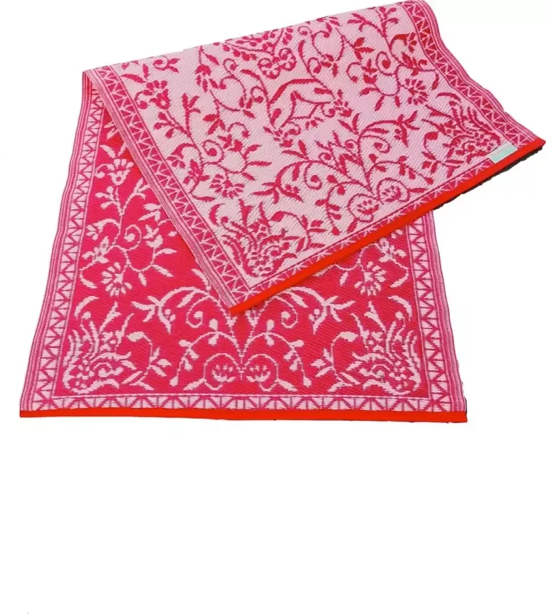 Casamariabreda.nl plastic vloerkleed-buitenkleed 90x180cm rood roze Japanse bloem