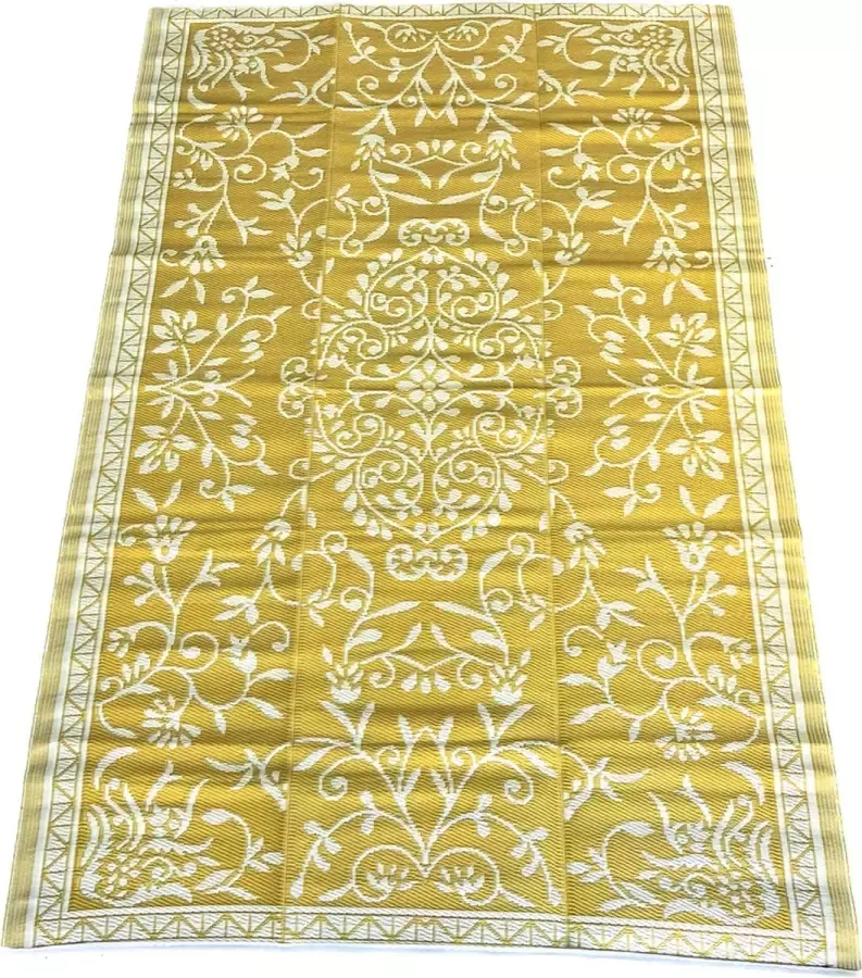 Casamariabreda.nl plastic vloerkleed-buitenkleed 180x270 cm okergeel japanse bloem