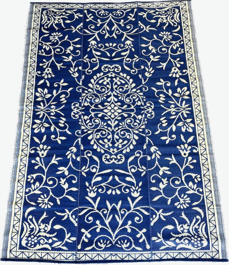Casamariabreda.nl plastic vloerkleed-buitenkleed 180x270cm donkerblauw japanse bloem