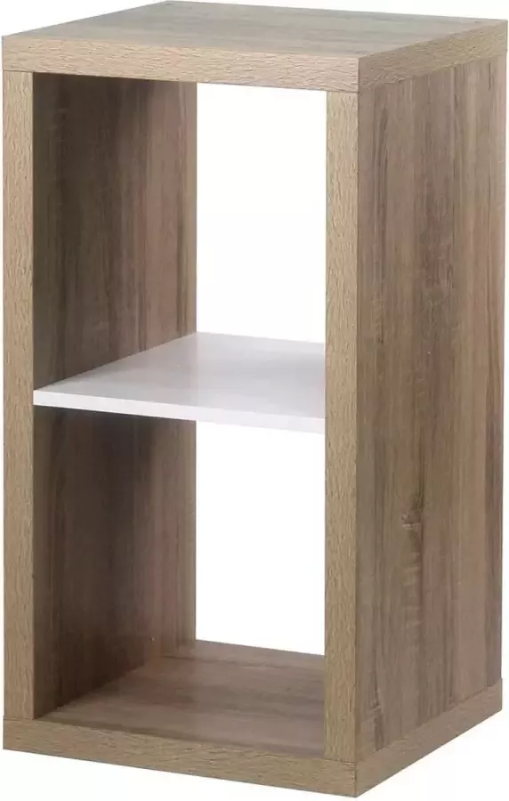 Casame 1 x 2 Cube Kast 41 x 39 x 76 cm oak wit 11286