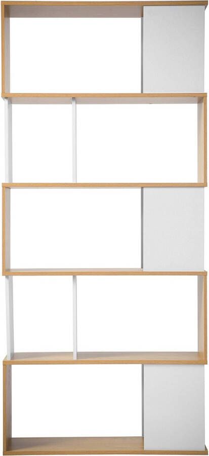 Casame CALICOSY Boekenkast Decor Wit en Eiken L80 x H173 5 cm