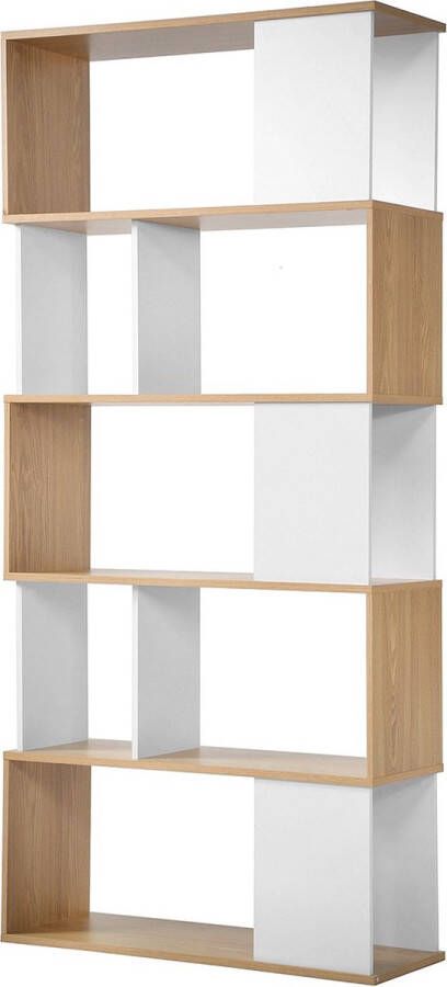 Casame CALICOSY Boekenkast Decor Wit en Eiken L80 x H173 5 cm