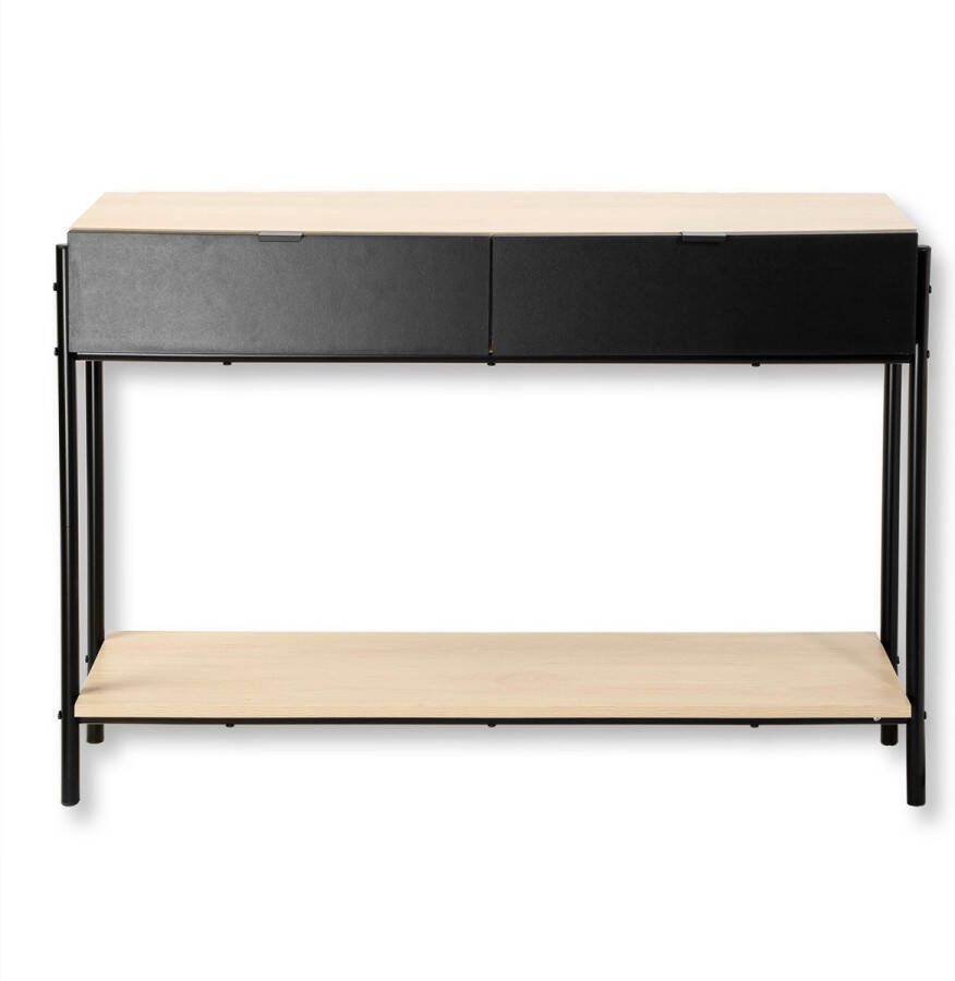 Casame CALICOSY Console in industriële stijl met 2 lades en een legplank in eiklook