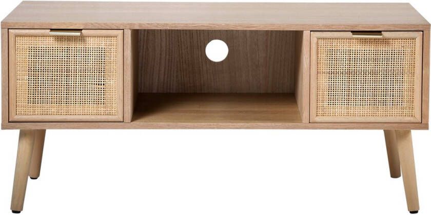 CaliCosy Tv standaard met 2 lades en rotan voorkant 100x42x45cm - Foto 2