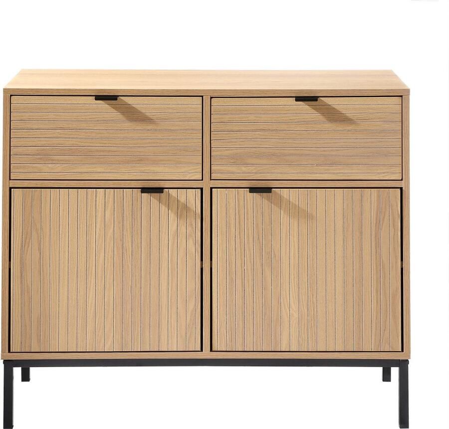 CaliCosy Tara Ladekast met 2 Deuren 2 Lades Houteffect L90 x B39 x H79 cm