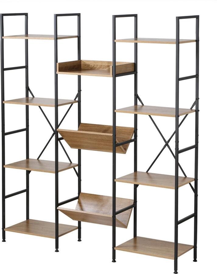 CaliCosy 11 laags industriële plank met metalen frame 125x27x150cm - Foto 2