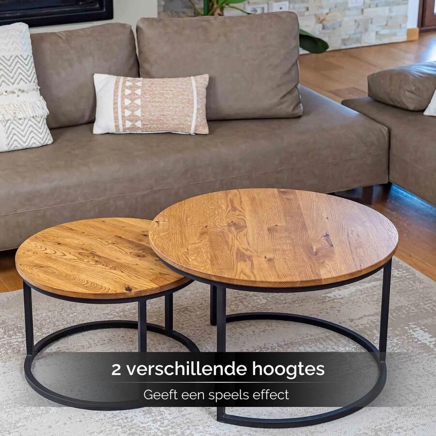 CaliCosy Set van 2 nestende ronde salontafels L70 cm & 45 cm