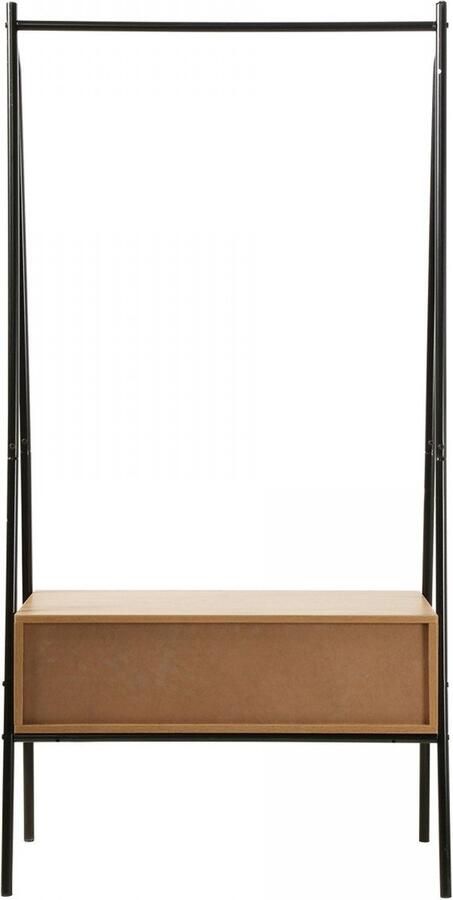 Casame CALICOSY Zwart metalen kleerkast met 1 lade eiken decor H170cm