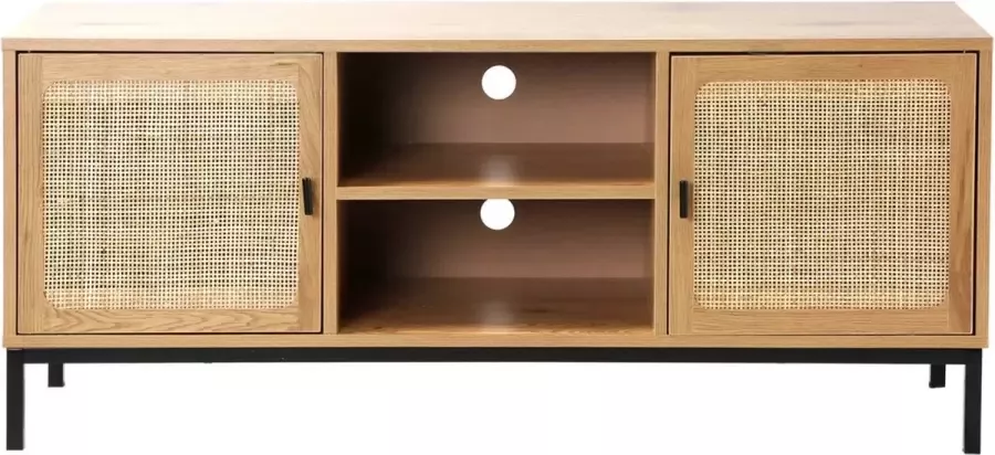 Casame CALICOSY TV-meubel met 2 deuren rotan baldakijn en 2 nissen L120cm