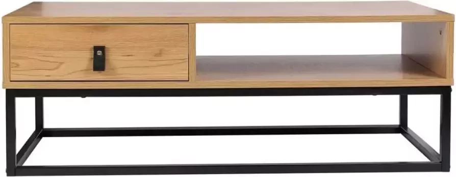 Casame Table Basse avec Tiroir et Rangement Style Industriel L100cm