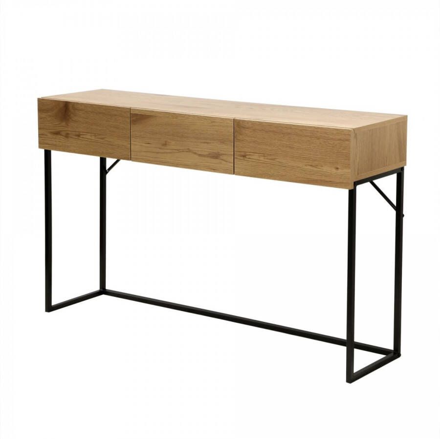 Casame CALICOSY Sidetable met 3 lades Eikendecor 120 x 30 x 73cm