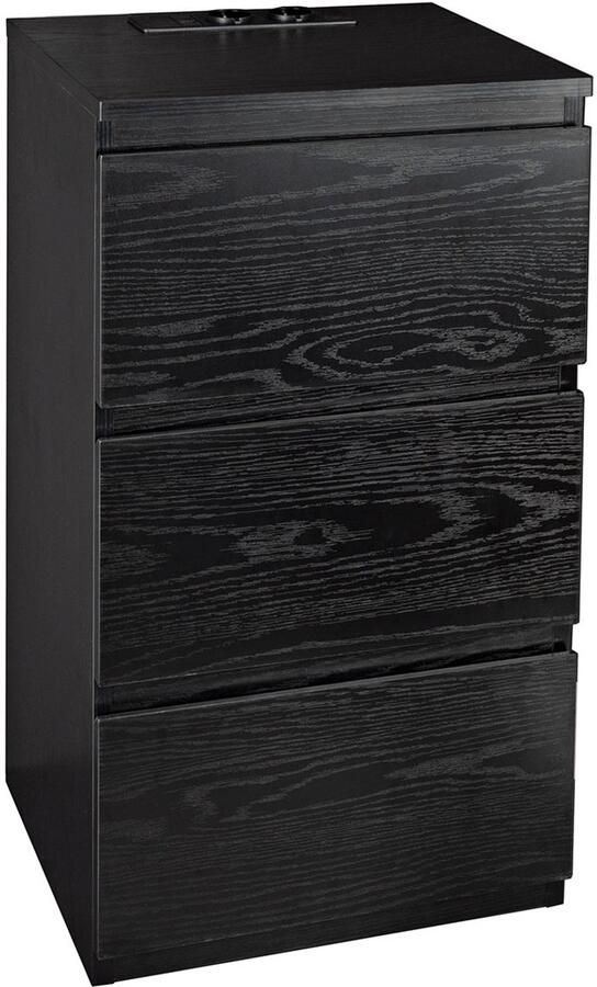 Casamoda Hoog Nachtkastje voor Boxspring H70 x B40 x D35 cm 3 Lades Stopcontact en USB Draagkracht 45 kg Moderne Bijzettafel Zwart - Foto 2