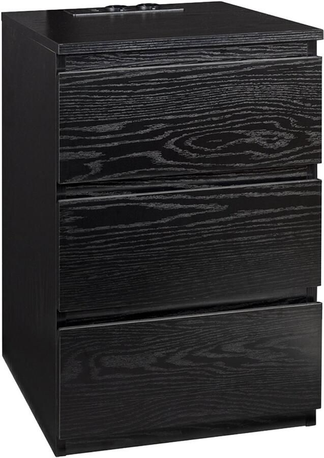 Casamoda Nachtkastje H55 x B40 x D35 cm 3 Lades Stopcontact en USB Draagkracht 45 kg Moderne Bijzettafel Zwart - Foto 2