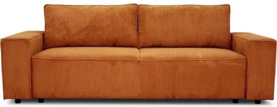 Merkloos JOSH 3-zits slaapbank Terracotta corduroy stof L 239 x D 86 x H 85 cm Opbergdoos