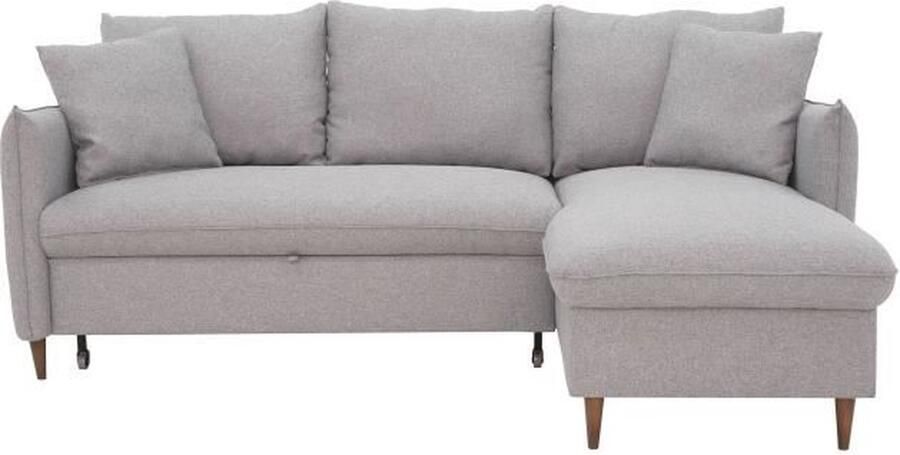 CASAPY GERAUD 4-zits omkeerbare hoekbank Grijze stof Opbergbox B 210 x D 147 x H 90 cm