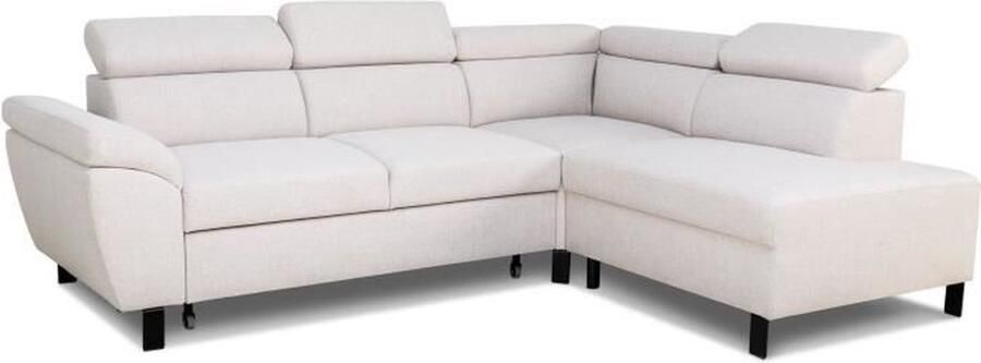 CASAPY Hoekbank 4 personen STAN Beige stof 3 hoofdsteunen Omkeerbaar 243 x 92 x 184 cm