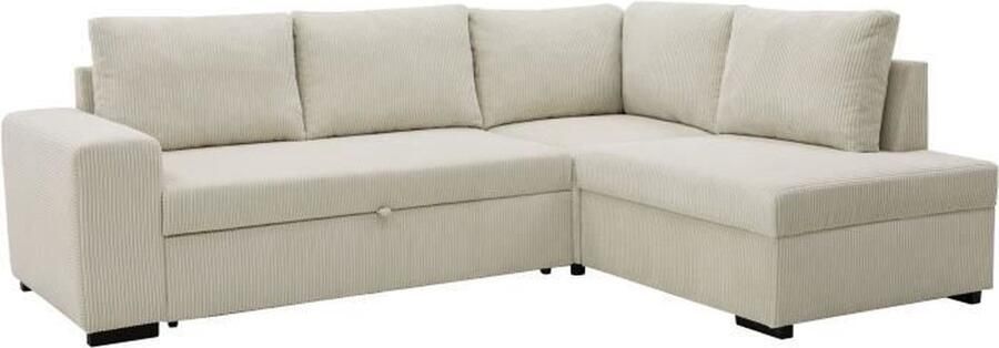 CASAPY LINCOLN 4 tot 5 zits omkeerbare converteerbare hoekbank Parel corduroy stof Opbergdoos L247 x D 183 x H 87