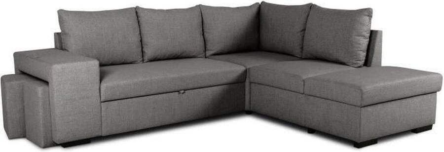 CASAPY MITCHELL 4-zits omkeerbare hoekbank Antraciet stof L 247 x D 91 x H 205 cm Opbergdoos