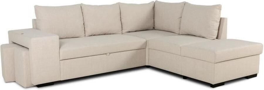CASAPY MITCHELL 4-zits omkeerbare hoekbank Beige stof L 247 x D 91 x H 205 cm Opbergdoos