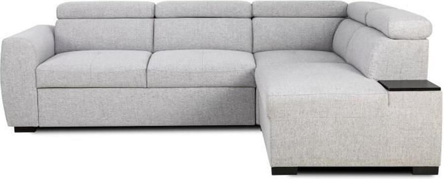 CASAPY Omkeerbare hoekbank 4 5 plaatsen KELIO Grijze stof 3 verstelbare hoofdsteunen 245 x 184 x 77 87 cm