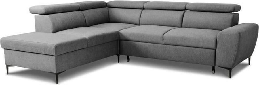 CASAPY Omkeerbare hoekbank met commode 5 plaatsen KASIMIR Antraciet stof 258 x 79 98 x 219 cm