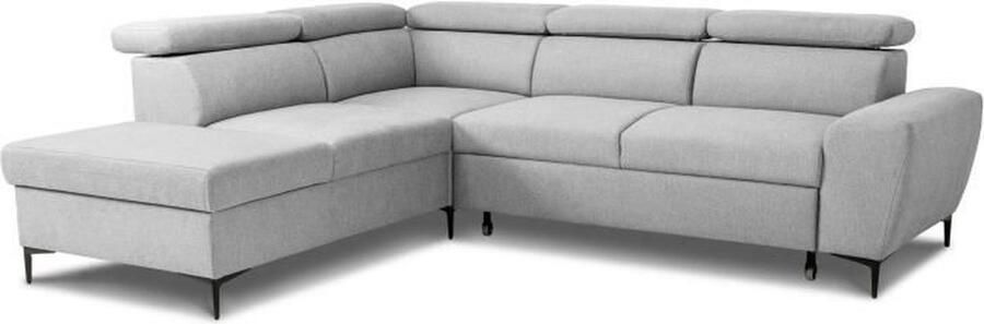 CASAPY Omkeerbare hoekbank met ladekast 5 plaatsen KASIMIR Grijze stof 258 x 79 98 x 219 cm