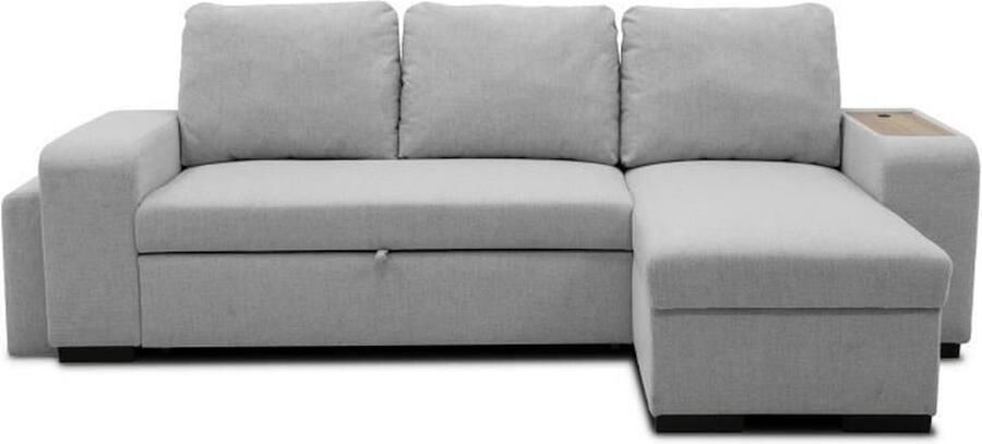 CASAPY VALDO Omkeerbare hoekbank 3 tot 4 plaatsen Muisstof Tablet met USB Doos + Poef L247xD143xH86 cm