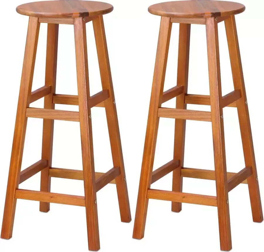 Casaria Barkrukken Massief Acacia Hout 2 Stuks Zithoogte 76 cm