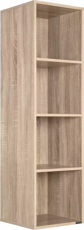 Casaria Boekenkast 4 Vakken 106x30x30cm Vloerbeschermer 40kg Draagvermogen Eiken