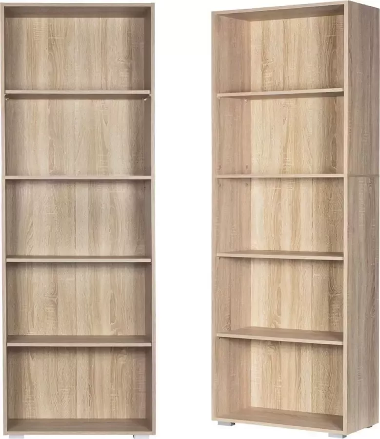 Casaria Boekenkast Vela 5 Vakken – Verstelbaar 190x60x28 cm Eiken - Foto 2