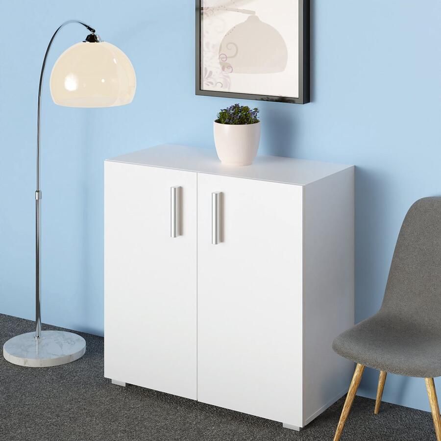 Casaria Opbergkast Vela 77 x 60 x 30 cm 2 vakken met 2 deuren Wit Kast - Foto 2