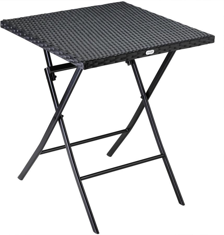 Casaria Klaptafel Polyrattan 75x65x65 cm – Weerbestendig Zwart