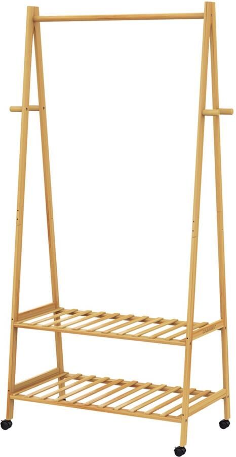 Casaria Kledingrek Met Wielen Planken 155x70x45cm Bamboe