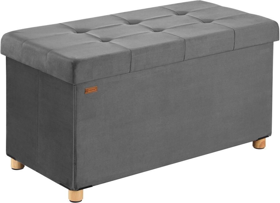 Casaria Opbergbank Opbergruimte 76x38x42cm Opvouwbaar Fluweel Antraciet