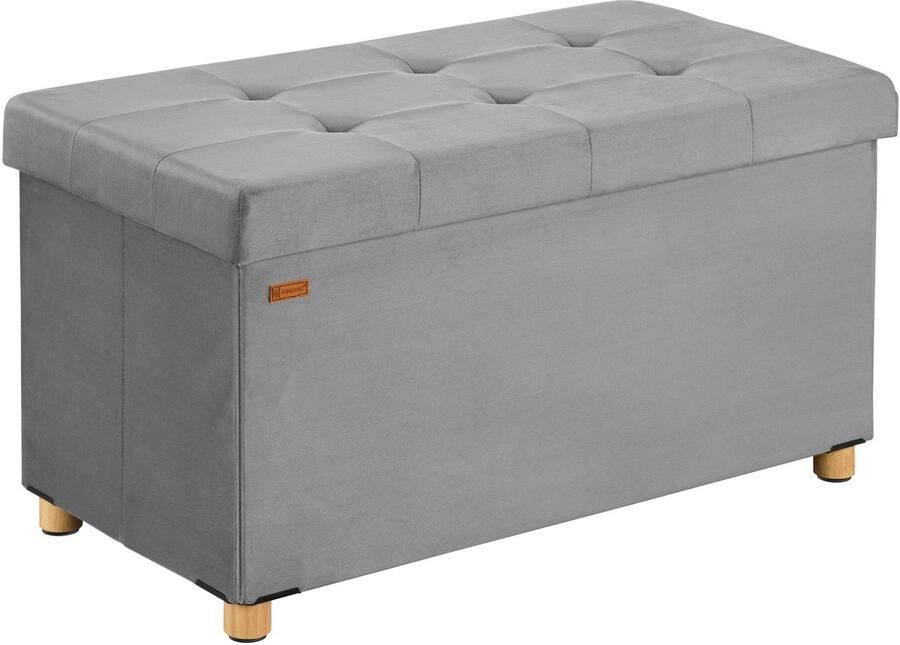 Casaria Opbergbank Opbergruimte 76x38x42cm Opvouwbaar Fluweel Grijs