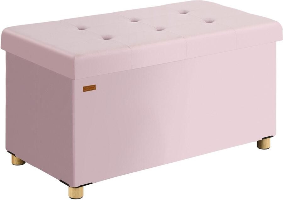 Casaria Opbergbank Opbergruimte 76x38x42cm Opvouwbaar Fluweel Roze