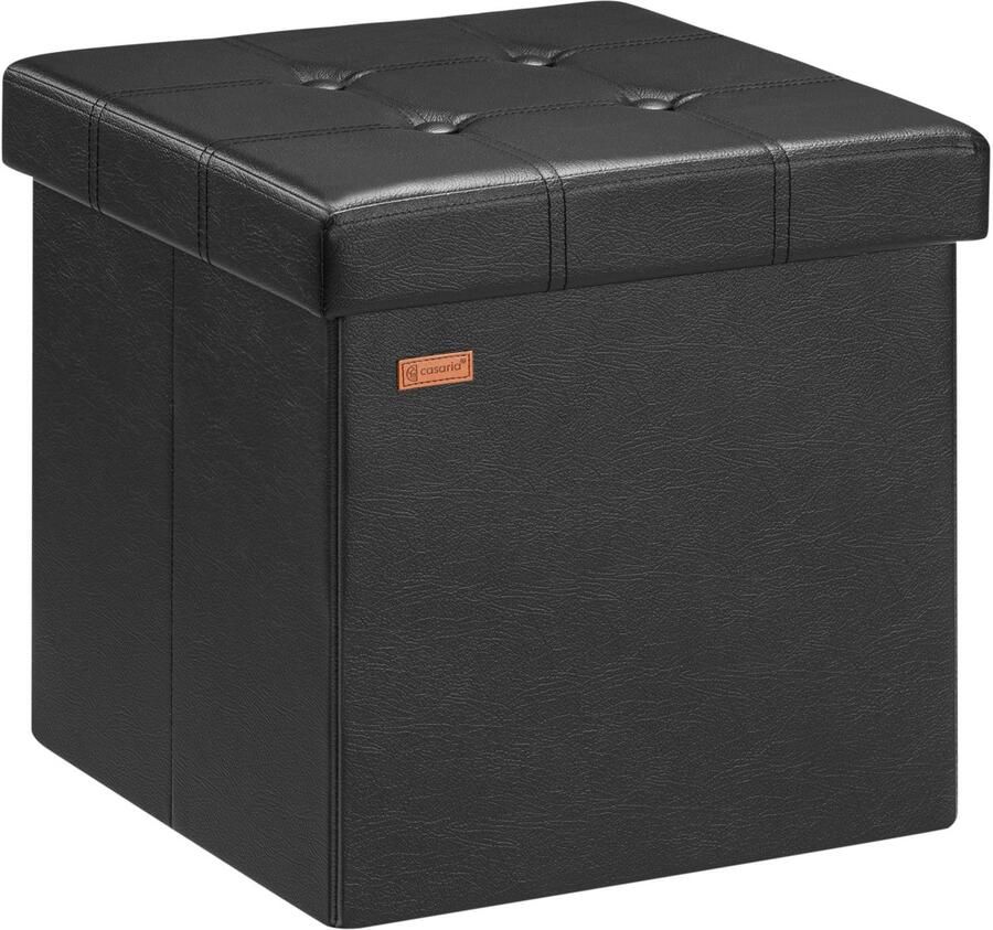 Casaria Zitbank met Opbergruimte 38x38x38cm 40L Kunstleer – Zwart