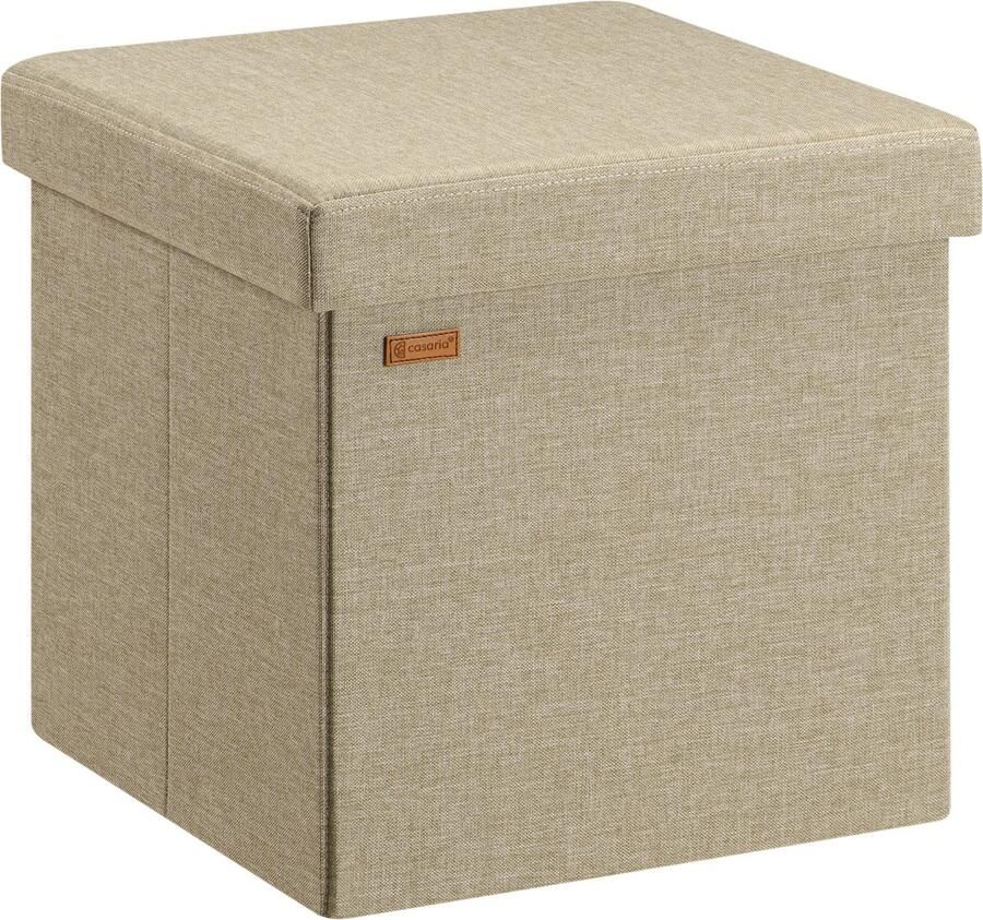 Casaria Poef met Opbergruimte 40x40x40cm 40L Linnen – Beige