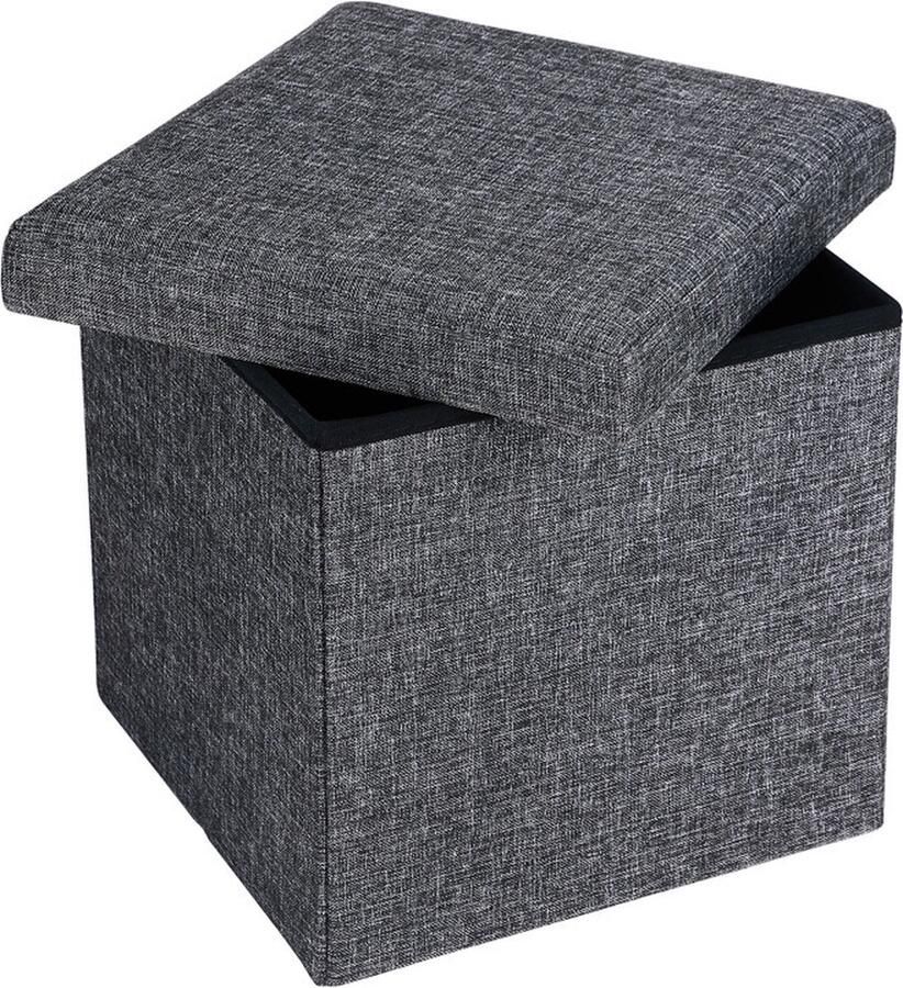 Casaria Zitbank met Opbergruimte 38x38x38cm 40L Linnen Look – Donkergrijs