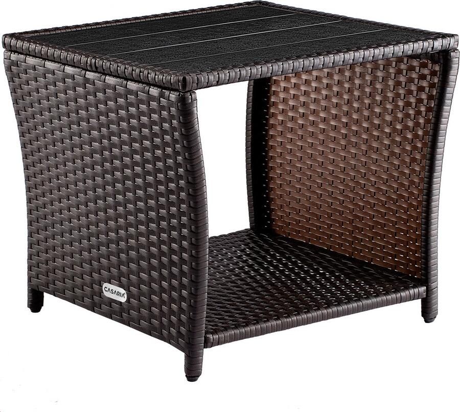 Casaria Polyrattan Bijzettafel WPC Tafelblad 45x45x40cm – Bruin