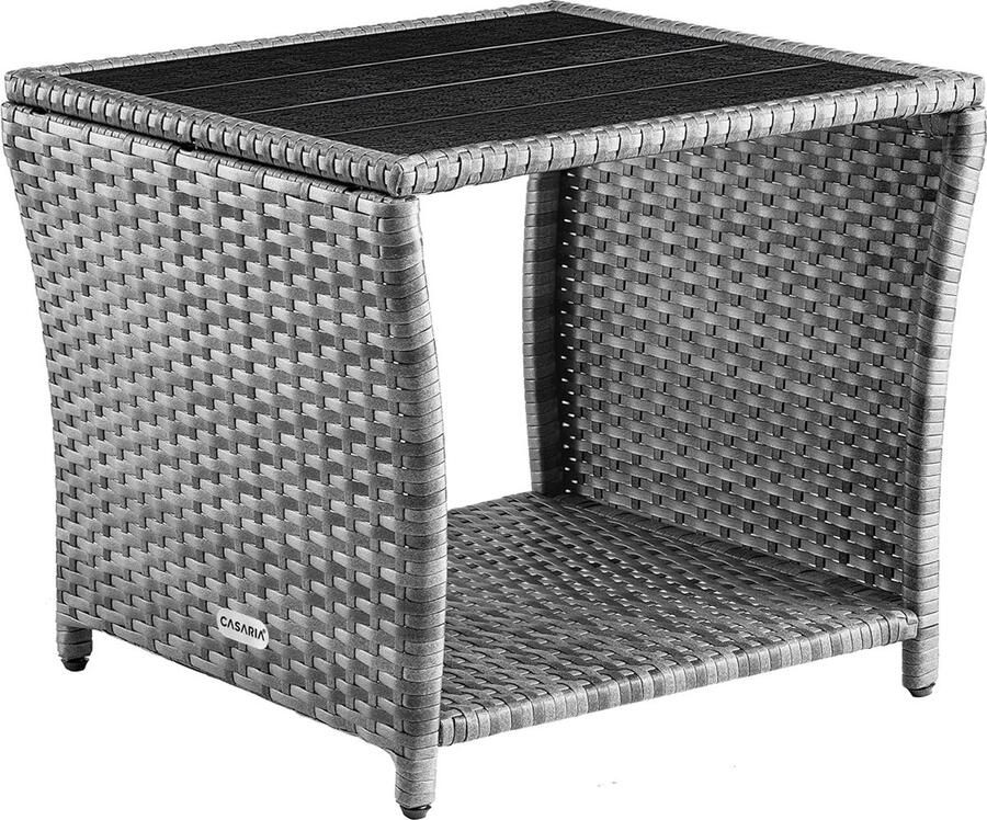 Casaria Polyrattan Bijzettafel WPC Tafelblad 45x45x40cm – Grijs