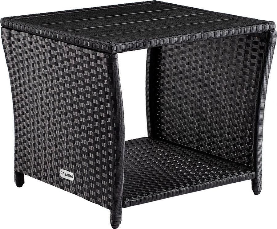 Casaria Polyrattan Bijzettafel WPC Tafelblad 45x45x40cm – Zwart