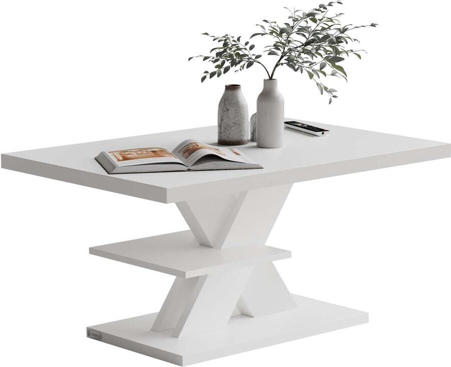 Casaria Salontafel Detroit Extra Legblad 90x60x45cm Wit