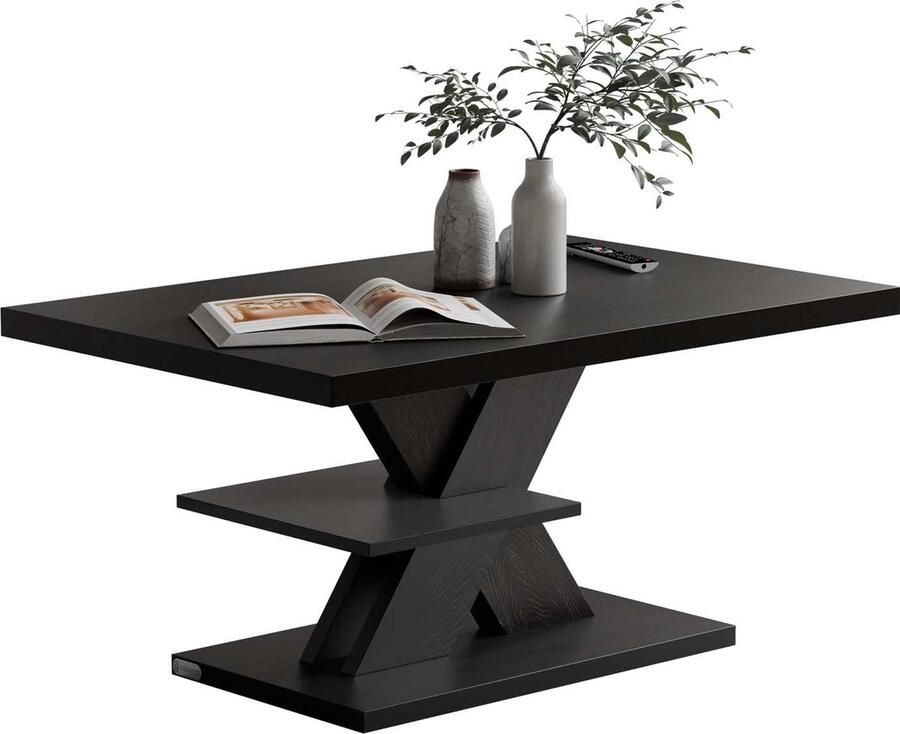 Casaria Salontafel Detroit Extra Legblad 90x60x45cm Zwart