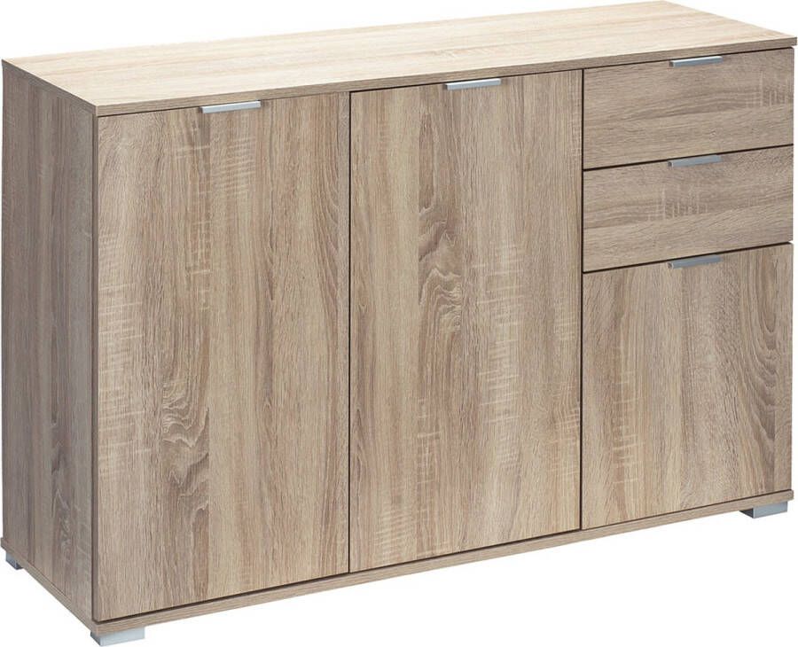 Casaria Dressoir Alba – 3 Deuren 2 Laden MDF 107x75x35 cm Eiken