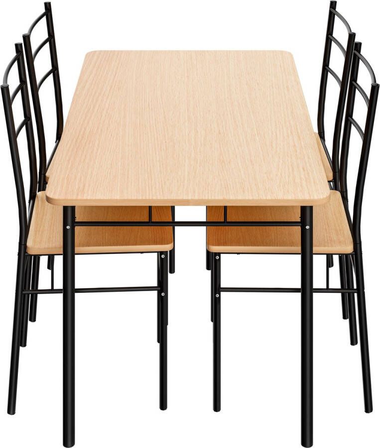 Casaria Eetkamerset Leo 1x Eettafel 4x Stoel Beuk
