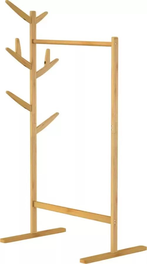 Casaria Kapstok Bamboe 8 Haken 1 Kledingstang 164x66x40cm