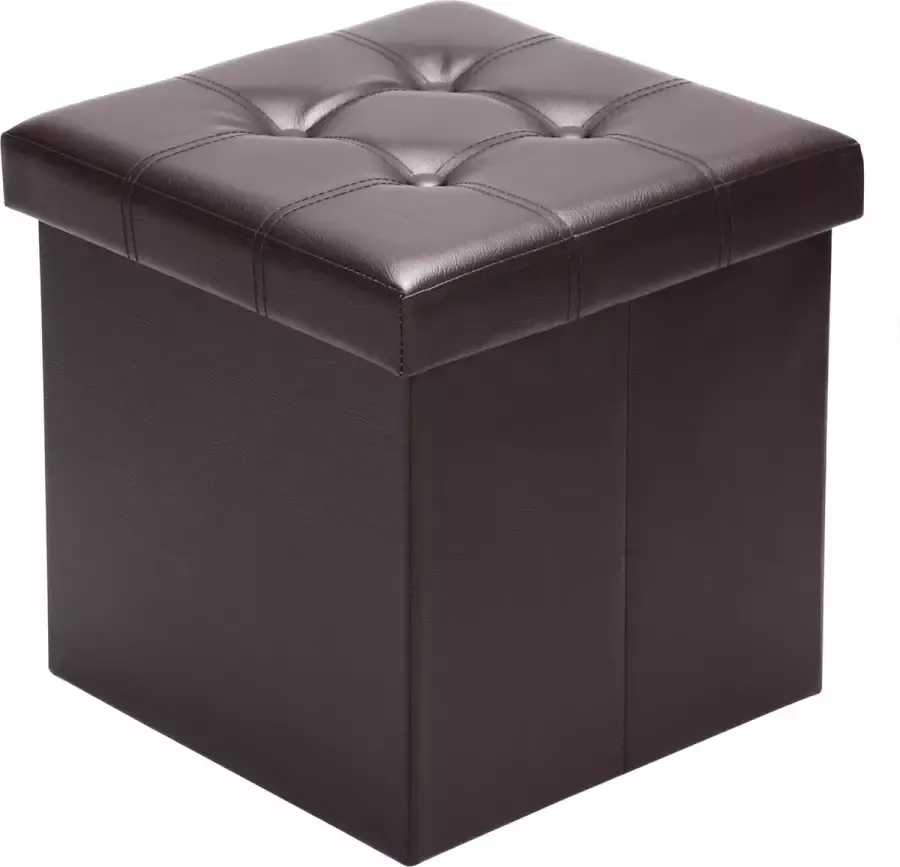Casaria Zitbank met Opbergruimte 38x38x38cm 40L Kunstleer – Bruin - Foto 2