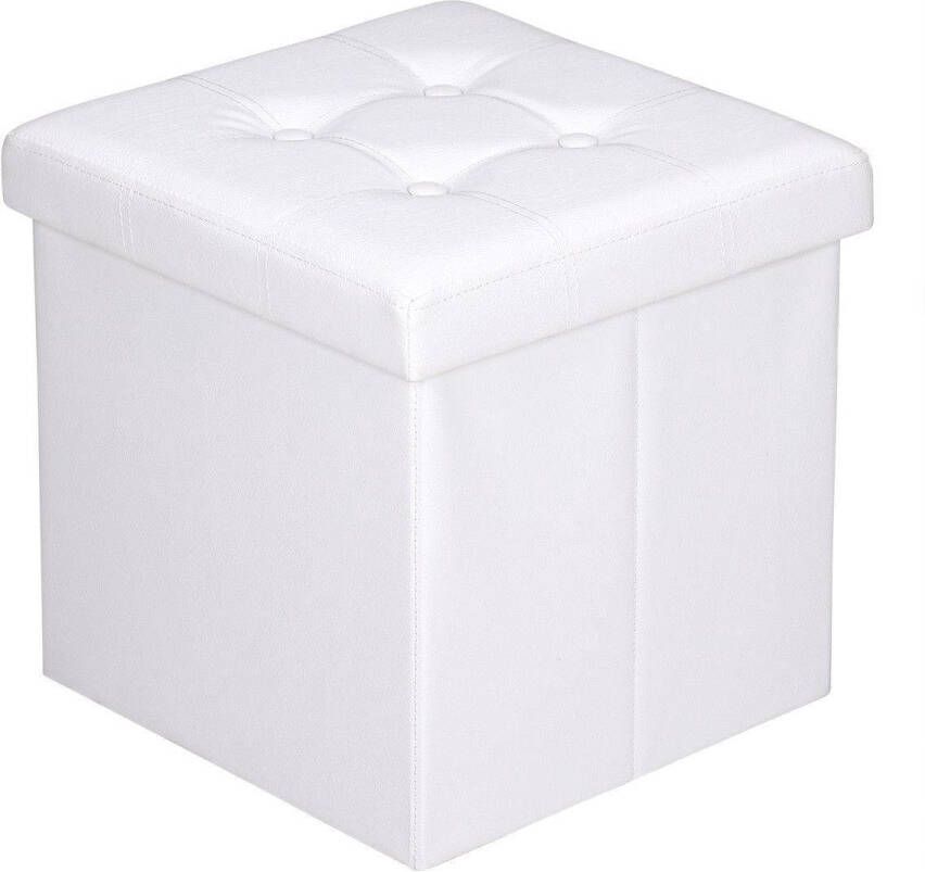 Casaria Zitbank met Opbergruimte 38x38x38cm 40L Kunstleer – Wit